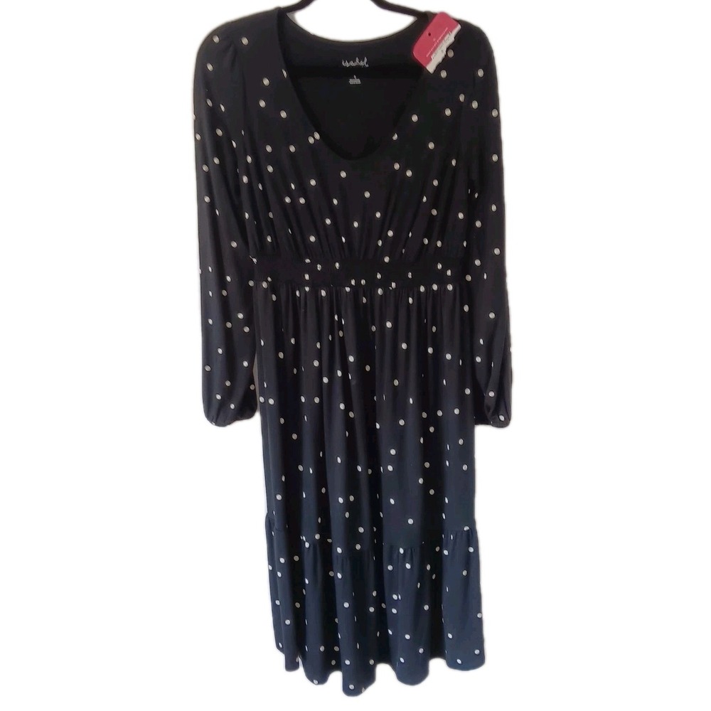 Isabel Maternity S Dress Polka Dot Long Sleeve Cinched Waist Baby Shower‎